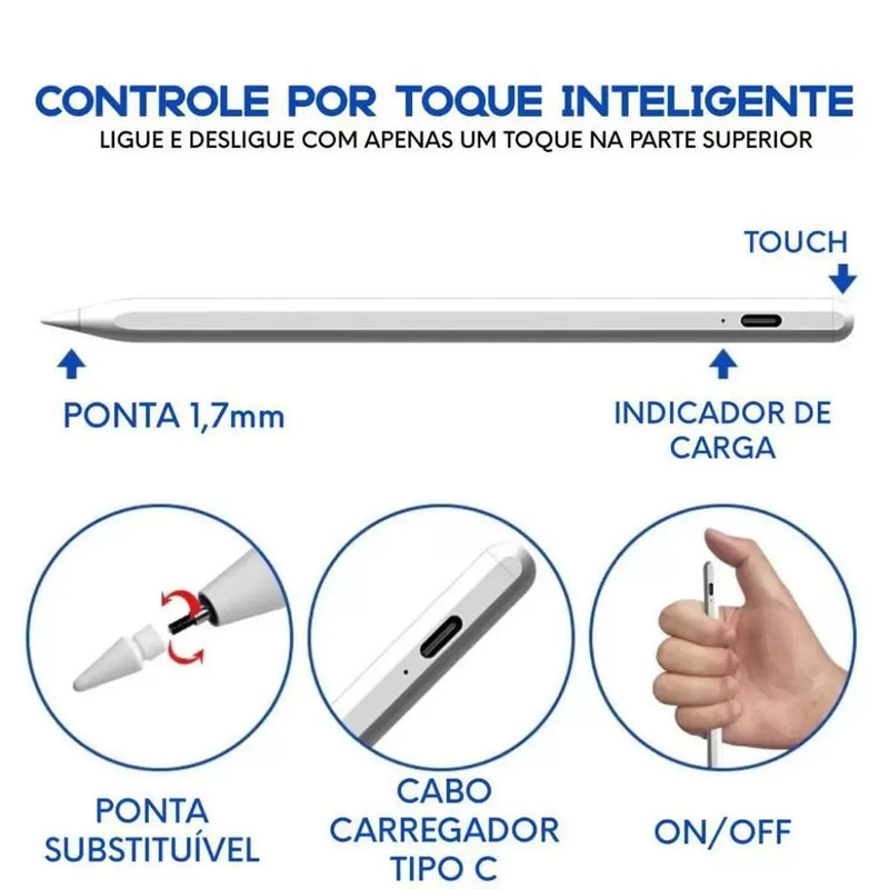 CANETA TOUCH SCREEN ALTA PRECISÃO TABLETS IPADS SMARTPHONES - TOMATE